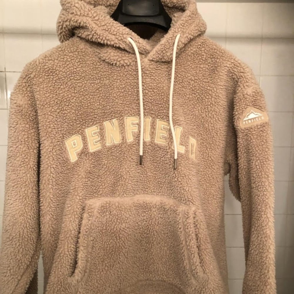 SUPER RARE WOMANS PENFIELD TEDDY SHERPA TAN BEIGE HOODIE XS